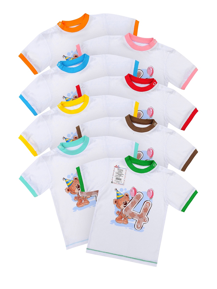 Футболка на кнопке с печатью 80-104 Ф-008