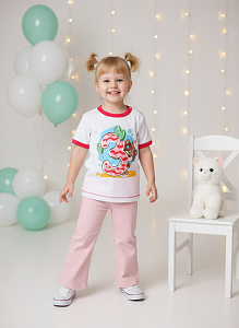 Футболка на кнопке с печатью 80-104 Ф-008