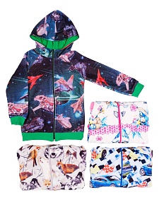 Кофта флисовая на подкладке с капюшоном 104-128