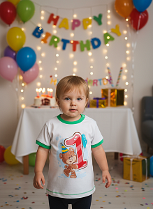 Футболка на кнопке с печатью 80-104 Ф-008